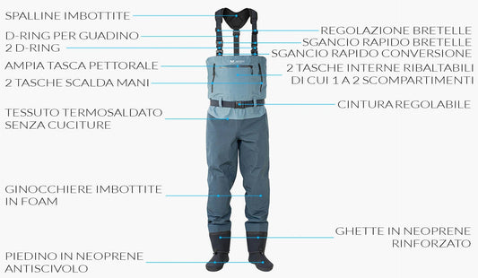 Waders pettorali convertibili ALPINE DIVER V3 hotfly