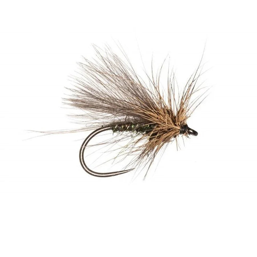 Mosca CdC Caddis Olive dry fly artigianale per trote e temoli