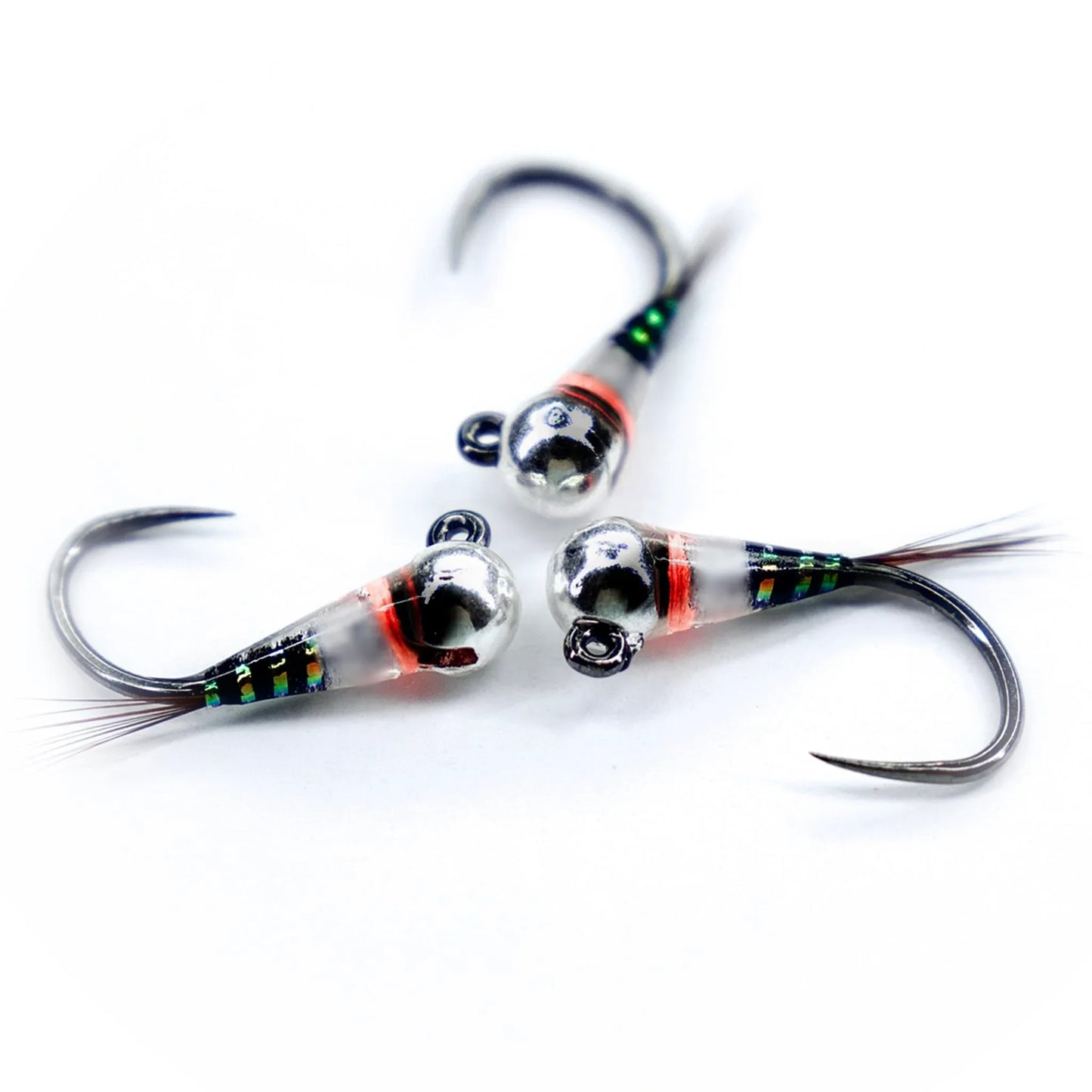 Ninfa Perdigon Bianca e Nera con bead in tungsteno per trote e temoli