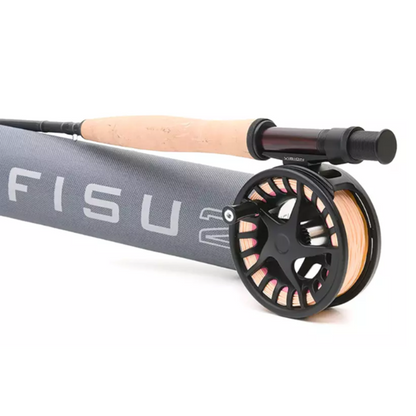 Kit pesca a mosca Vision FISU² Outfit con canna medio-veloce, mulinello a frizione, coda WF e finale conico, pronto all’uso.