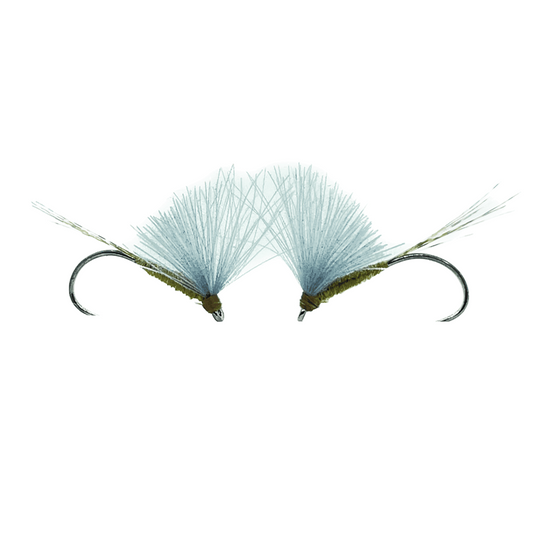 Mosca Baetis Olive dry fly artigianale per trote e temoli