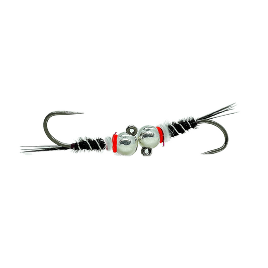 Ninfa Bianca e Nera con bead in tungsteno per trote e temoli