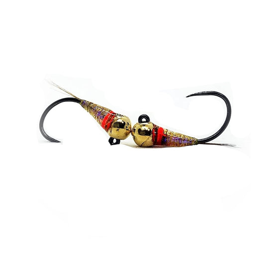 Ninfa Perdigon Deep Olive con bead in tungsteno gold slotted per trote e temoli