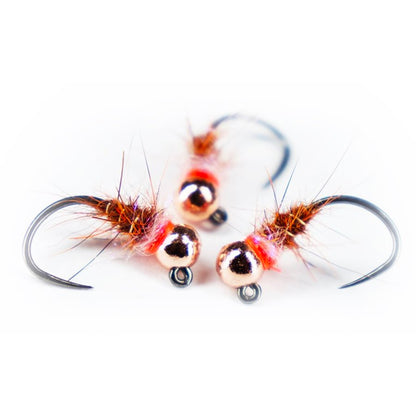 Ninfa Rosa e Marrone con bead in tungsteno per trote e temoli