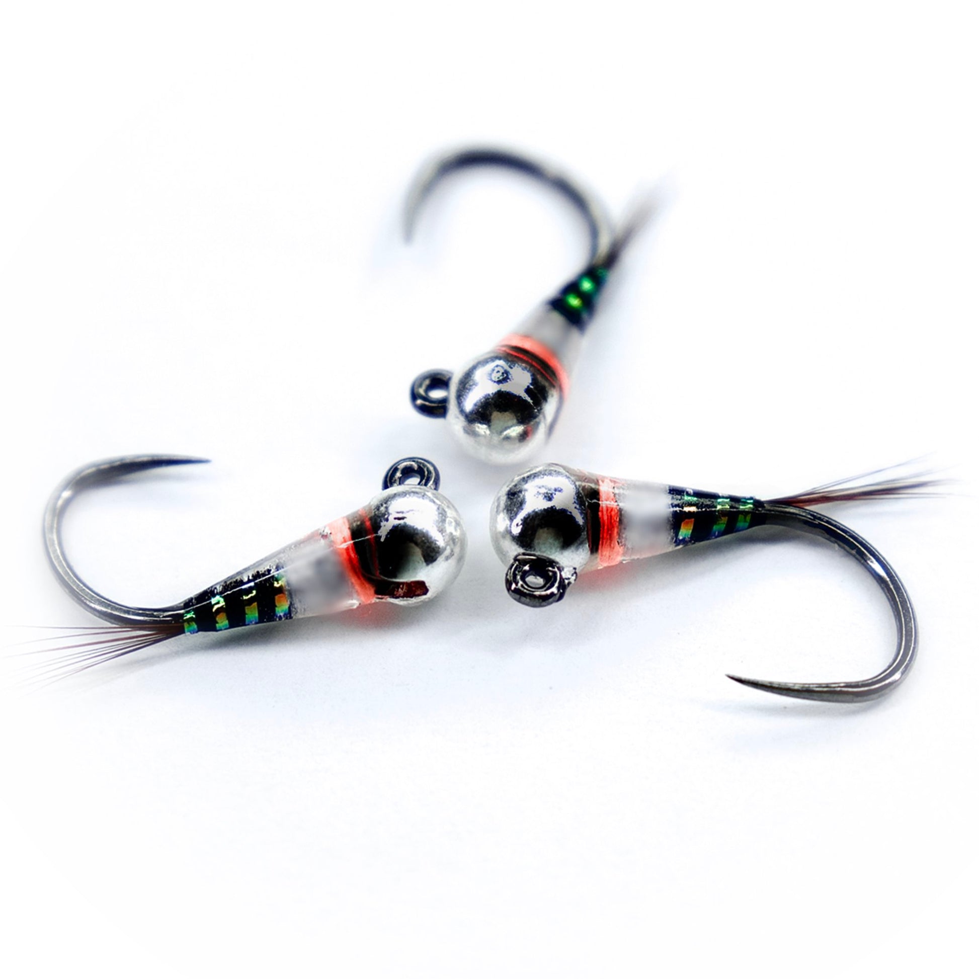 Ninfa Perdigon Bianca e Nera con bead in tungsteno per trote e temoli