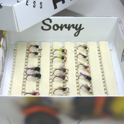 Selezione ninfe sintetiche Dolomiti Attractor per trota Marmorata e acque velate. Modelli Olivetta e Pineapple scelti da Diego Riggi.