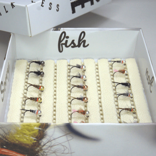 Selezione ninfe Dolomiti Classic in coda di fagiano create da Diego Riggi. Include Killer Grayling e Pheasant Tail per temoli e fario.