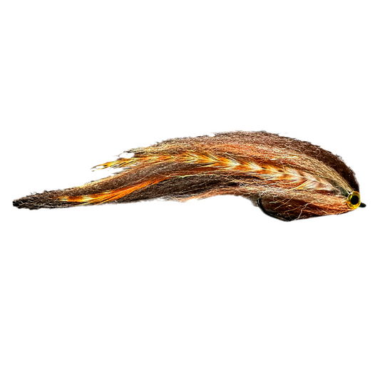 Streamer Ibrido artigianale da 15 cm, un'esca artificiale versatile progettata in Alto Adige per la pesca di grandi predatori come trota marmorata e hucho.